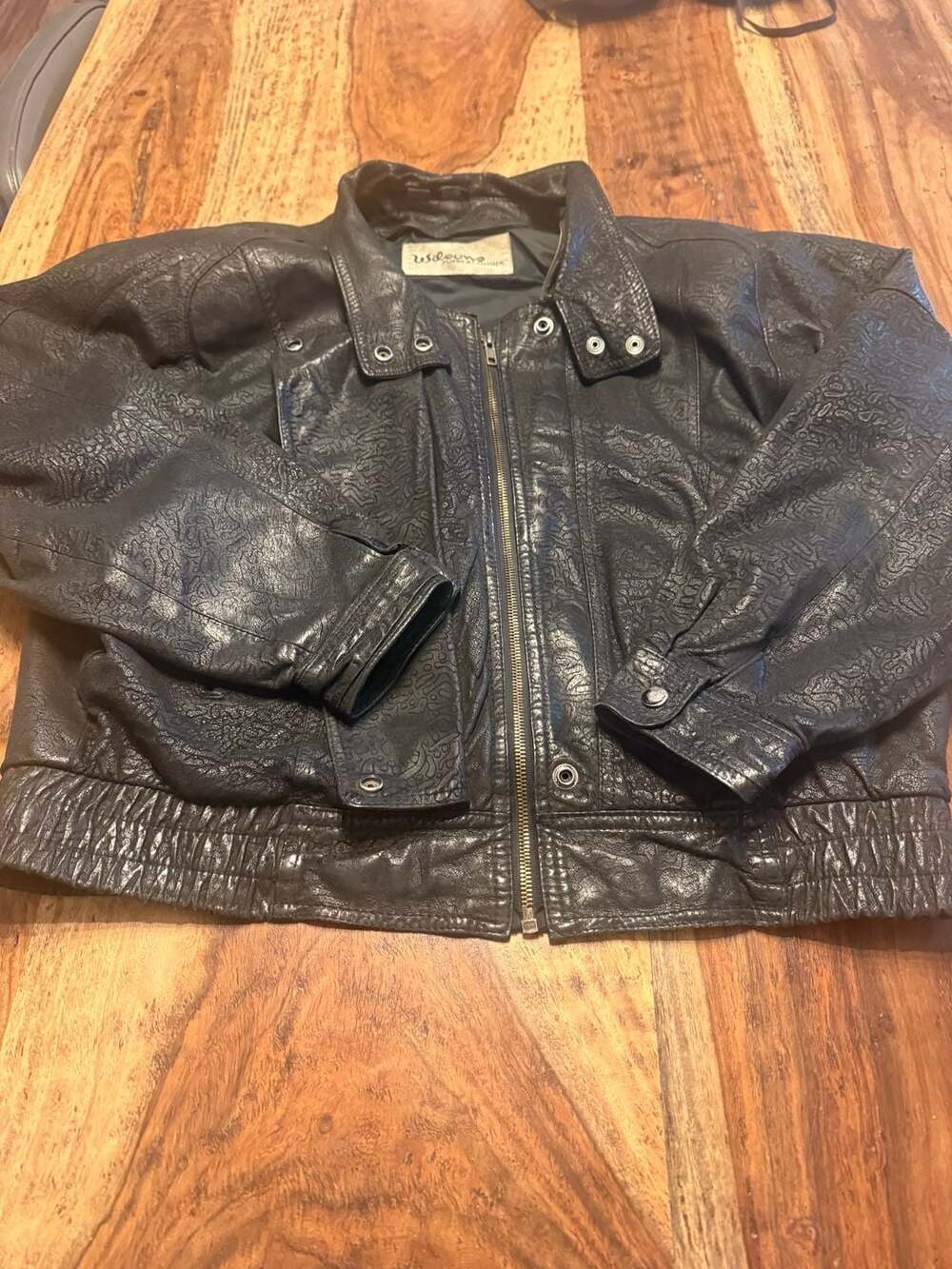 Vintage Wilsons Leather Jacket size M embossed 90s streetwear